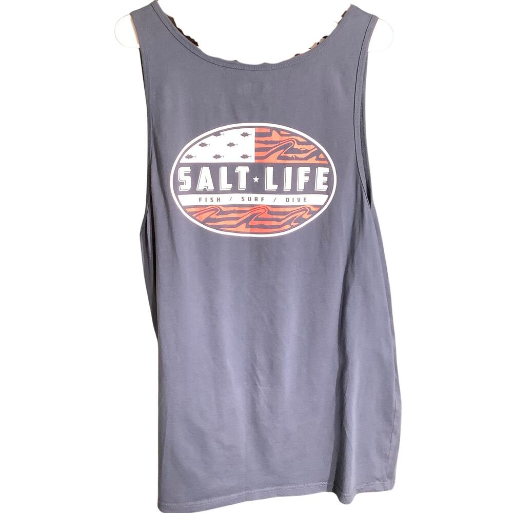 Salt Life Men’s 2XLSleeveless Tank Top — 100% Cotton, Live Salty, Coastal